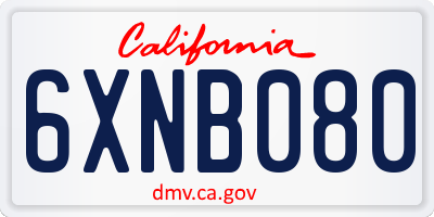 CA license plate 6XNB080