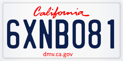 CA license plate 6XNB081