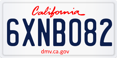 CA license plate 6XNB082