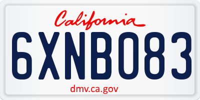 CA license plate 6XNB083