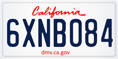 CA license plate 6XNB084