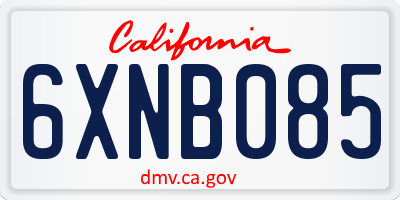 CA license plate 6XNB085