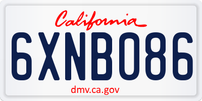 CA license plate 6XNB086