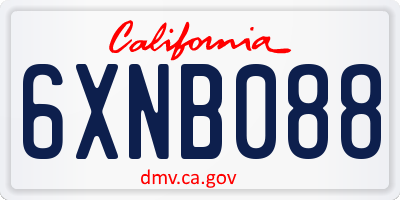 CA license plate 6XNB088