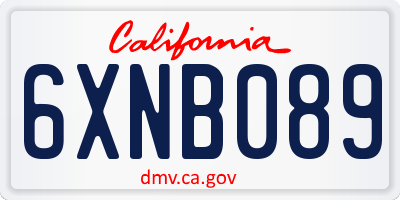 CA license plate 6XNB089
