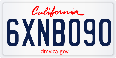 CA license plate 6XNB090