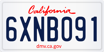 CA license plate 6XNB091