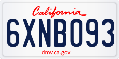 CA license plate 6XNB093