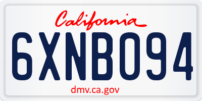 CA license plate 6XNB094