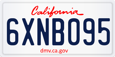 CA license plate 6XNB095