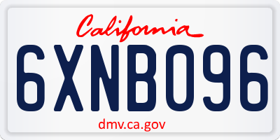 CA license plate 6XNB096