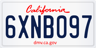 CA license plate 6XNB097