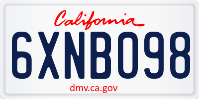 CA license plate 6XNB098