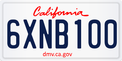 CA license plate 6XNB100