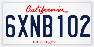 CA license plate 6XNB102