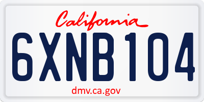 CA license plate 6XNB104