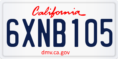 CA license plate 6XNB105