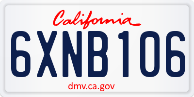 CA license plate 6XNB106