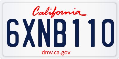 CA license plate 6XNB110