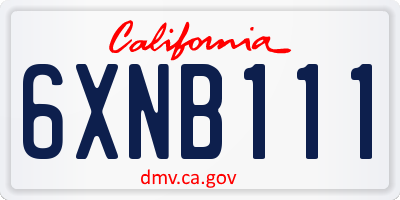 CA license plate 6XNB111