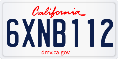 CA license plate 6XNB112