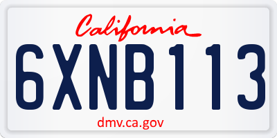CA license plate 6XNB113