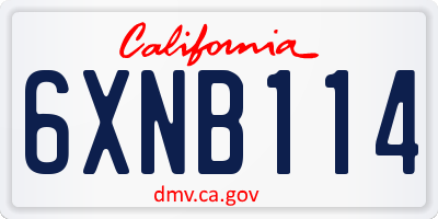 CA license plate 6XNB114