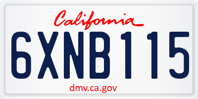 CA license plate 6XNB115