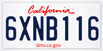 CA license plate 6XNB116