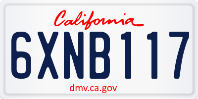 CA license plate 6XNB117