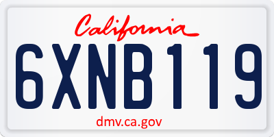 CA license plate 6XNB119