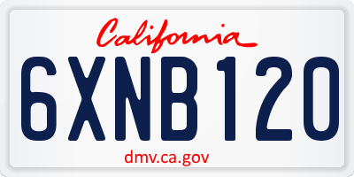 CA license plate 6XNB120