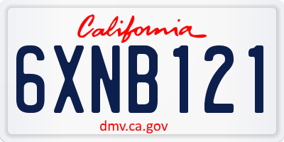 CA license plate 6XNB121