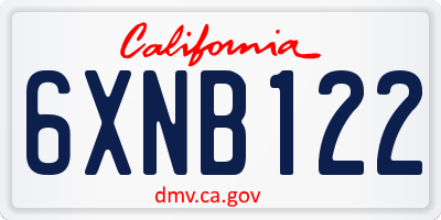 CA license plate 6XNB122