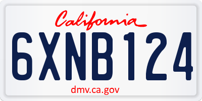 CA license plate 6XNB124