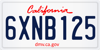 CA license plate 6XNB125
