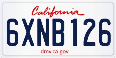 CA license plate 6XNB126