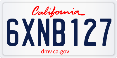 CA license plate 6XNB127