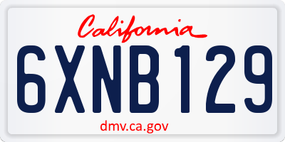 CA license plate 6XNB129