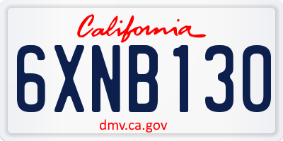 CA license plate 6XNB130