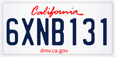 CA license plate 6XNB131
