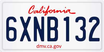 CA license plate 6XNB132
