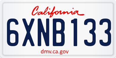 CA license plate 6XNB133