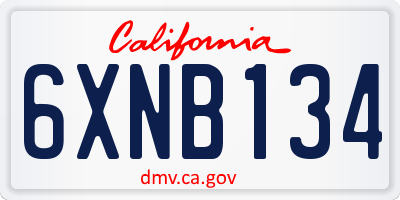 CA license plate 6XNB134
