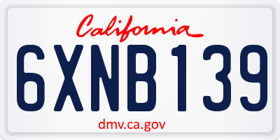 CA license plate 6XNB139