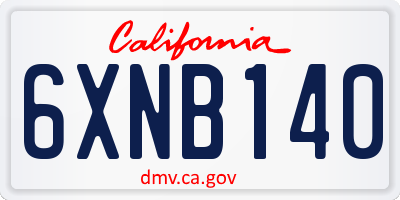 CA license plate 6XNB140