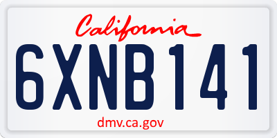 CA license plate 6XNB141