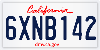 CA license plate 6XNB142