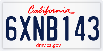 CA license plate 6XNB143