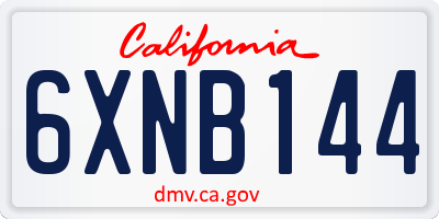 CA license plate 6XNB144